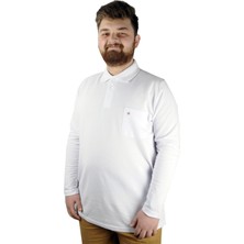 ModeXL Büyük Beden Tshirt Polo U.kol Cepli 22446 Beyaz