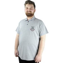 ModeXL Büyük Beden Erkek T Shirt Polo Mdx Club 22305 Gri Melanj