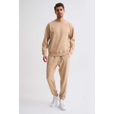 RECOLOR Organik Cepli Erkek Eşofman Altı  Bej Bej Xl