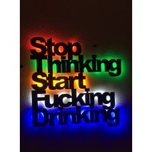 Çakra Stop Thinking LED Işıklı Ahşap Tablo 60X60CM