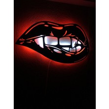 Çakra Dudak LED Işıklı Tablo Ahşap 60X33CM