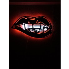 Çakra Dudak LED Işıklı Tablo Ahşap 60X33CM