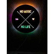 Çakra No Music No Life LED Işıklı Tablo Ahşap 42X42CM