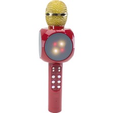 Erzi Karaoke  Mikrofon Bluetooth'lu Işıklı Şarjlı Süper Karaoke Red