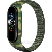 TahTicMer Xiaomi Mi Band 3 Uyumlu Kordon Leopar Renkli Desenli Hasır Kayış Spor Kordon Haki