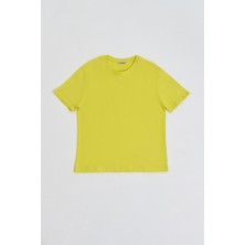 RECOLOR Regular Fit Kısa Kollu Kadın Tişört - Sarı Sarı - M