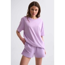 RECOLOR Cepli Regular Fit Bağcıklı Kadın Şort - Lila Lila - Xl