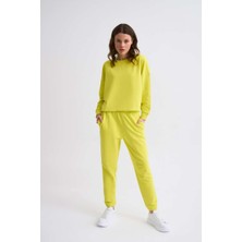 RECOLOR Cepli Regular Fit Bağcıklı Kadın Eşofman Altı - Sarı Sarı - Xl
