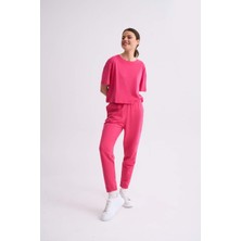 RECOLOR Cepli Regular Fit Bağcıklı Kadın Eşofman Altı - Pembe Pembe - S