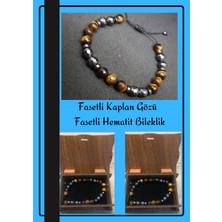Enine Boyuna Eğitim Fasetli Kaplan Gözü  - Fasetli Hematit Bileklik