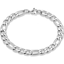 Erkek Gümüş Kaplama Figaro Model Künye Bileklik