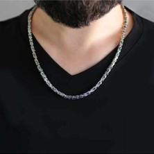 Erkek Gümüş Renk Çelik 5 mm Kral Kolye Zincir