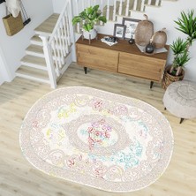 Rovigo Home Dijital Baskı Yıkanabilir Kaymaz Taban Oval Salon Halısı RVG7207-HY1057