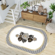 Rovigo Home Dijital Baskı Yıkanabilir Kaymaz Taban Oval Salon Halısı RVG7216-SD439