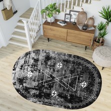 Rovigo Home Dijital Baskı Yıkanabilir Kaymaz Taban Oval Salon Halısı RVG7268-SD1034