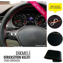 Gürler Oto Kılıf ve Aksesuar Renault 19 Dikmeli Direksiyon Kılıfı Noktalı Kırmızı Ipli (10CM)