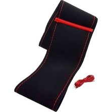 Gürler Oto Kılıf ve Aksesuar Kia Serileri Dikmeli Direksiyon Kılıfı Kırmızı Yüzüklü Alkantara