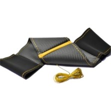 Gürler Oto Kılıf ve Aksesuar Ford Connect Dikmeli Direksiyon Kılıfı Alkantra Karbon Sarı Yüzük