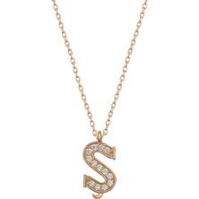Inure Jewelry Gümüş Rose Ş Harfi Kadın Kolye