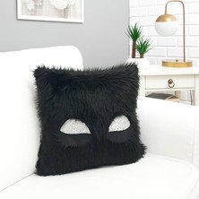 Körfez Kırlent Peluş Kirpik Kırlent Kılıfı Siyah 43 x 43 Cm
