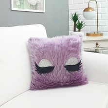 Körfez Kırlent Peluş Kirpik Kırlent Kılıfı Eflatun 40 x 40 Cm