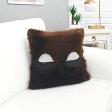 Körfez Kırlent Peluş Kirpik Kırlent Kılıfı Koyu Kahve 40 x 40 Cm