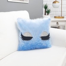 Körfez Kırlent Peluş Kirpik Kırlent Kılıfı Mavi 40 x 40 Cm