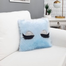Körfez Kırlent Peluş Kirpik Kırlent Kılıfı Bebe Mavi 40 x 40 Cm