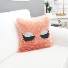 Körfez Kırlent Peluş Kirpik Kırlent Kılıfı Gül Kurusu 40 x 40 Cm