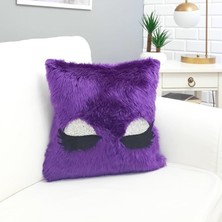 Körfez Kırlent Peluş Kirpik Kırlent Kılıfı Mor 40 x 40 Cm