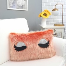 Körfez Kırlent Peluş Kirpik Kırlent Kılıfı Turuncu 35 x 55 Cm