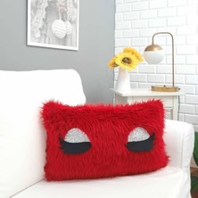 Körfez Kırlent Peluş Kirpik Kırlent Kılıfı Kırmızı 35 x 55 Cm