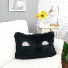 Körfez Kırlent Peluş Kirpik Kırlent Kılıfı Siyah 35 x 55 Cm