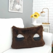 Körfez Kırlent Peluş Kirpik Kırlent Kılıfı Kahve 35 x 55 Cm