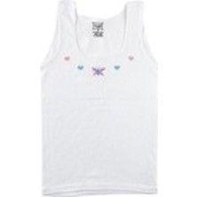 6'lı Tutku Kız Geniş Askılı Işlemeli Atlet Beyaz