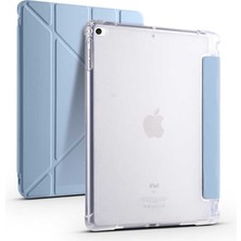 noktaks - Apple iPad 9.7 2018 (6.Nesil) - Tablet Kılıfı Kalem Bölmeli Korumalı Standlı Tri Folding Kılıf - Mavi