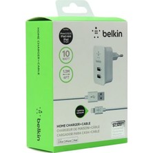 Belkin Çift Çıkışlı Ev Şarj Cihazı 2.1 Amper + Lightning  Kablo