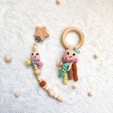 Lismo Kids Ahtapot Diş Kaşıyıcı ve Emzik Akısı Seti Amigurumi Ahşap Emzik Zinciri