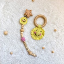 Lismo Kids Güneş Diş Kaşıyıcı ve Emzik Akısı Seti Amigurumi Ahşap Emzik Zinciri