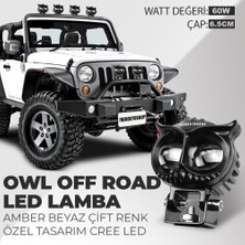 C9 60W Özel Tasarım Owl Off Road Amber-Beyaz Çift Renk Off Road LED Sis Lambası (1 Adet)