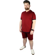 Modexl Erkek T Shirt Kapşonlu Sweep Check 22136 Bordo