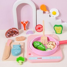 Ahşap Mutfak Playset Board Oyunu Çocuklar Için Eğitim Oyuncak Pembe