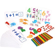 Okul Öncesi Kids Matematik Eğitim Oyuncakları Ahşap Çubuklar Sayı Kartları