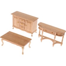 Minyatür Dollhouse Oturma Odası Mobilya Tv Dolabı Uç Masa Locker 3 Parçası
