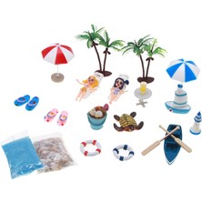 15X Dollhouse Beach Kitleri Set Doğum Günü Partisi Malzemeleri Şemsiye Dekorasyonu