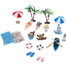 15X Dollhouse Beach Kitleri Set Doğum Günü Partisi Malzemeleri Şemsiye Dekorasyonu