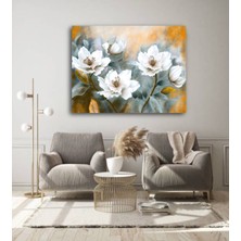 Bestablo Dekoratif Beyaz Çiçekler Kanvas Tablo