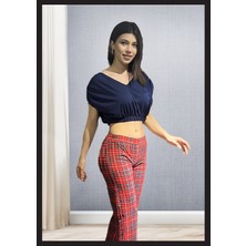 loe culotte Kadın Kırmızı Ekoseli Pijama Takımı