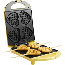Bestron Waffle Ütü Çubuklara Yapıştırılmış Kalp Şeklinde Waffle Yapmak Için