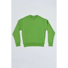 RECOLOR Organik Uzun Kollu Yuvarlak Yaka Erkek Sweatshirt Yeşil Yeşil Xxl
